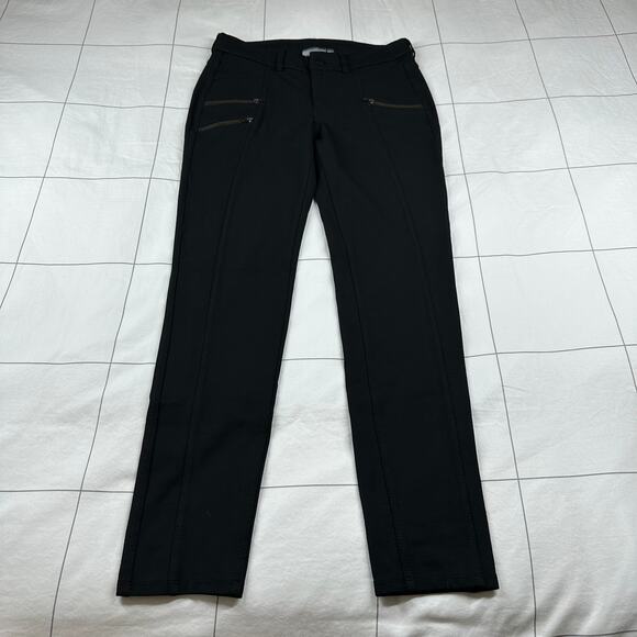 Athleta Pants Womens 2 Petite Black Ponte Knit Moto Stretch Casual Zip Pockets - Picture 2 of 10